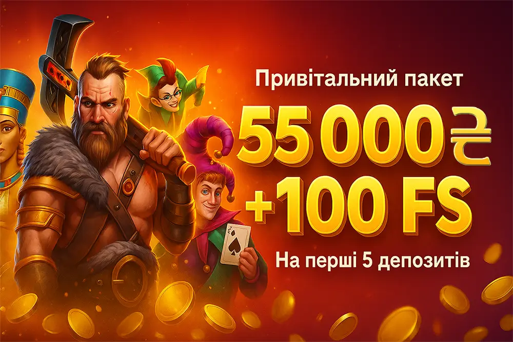 Привітальний пакет Золото Лото — 55 000 грн + 100 FS Золото Лото привітальний пакет — бонус до 55 000 грн і 100 фріспінів на перші 5 депозитів